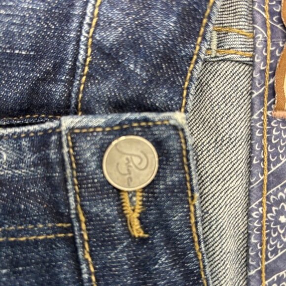 PAIGE Laurel Canyon Cropped Waist Size 28 Stretch Denim 5 Pocket Capri EUC - Picture 4 of 10